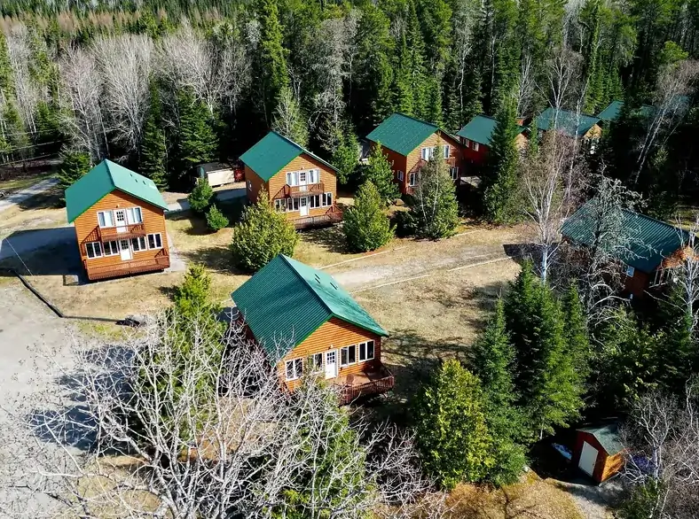 Fireside Lodge rustic log cabin interior